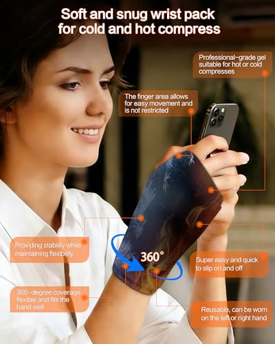 Wrist Ice Pack Wrap for Hot & Cold Therapy - Refreezable Gel Compression Brace, Ergonomic Fit, for Carpal Tunnel Relief, Comfort Arthritis, Injuries, Carpal Tunnel, Arthritis, Swelling, Tendonitis - color: Dark Black, size: One Size-Standard