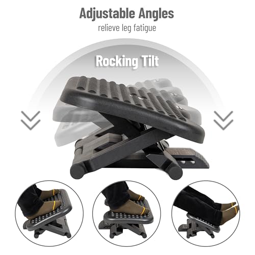 Mind Reader Foot Rest, Under Desk at Work, Ergonomic, Height Adjustable, Office, Plastic, 17" L x 13" W x 6.25" H, Set of 2, Black - size: 2-Pack
