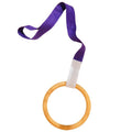 Baby Pull Ring, Wooden Activity Ring with Strap, Early Development Toy - color: Purple and Beech Wood