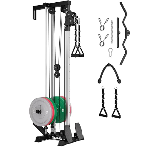 Wall Mount Cable Station, WM1 Cable Crossover Machine with 17 Positions, High and Low Cable Crossover Machine with Removable Footplate for Garage Home Gym - style: 120LBS Colored Home Gym Package BK