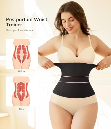 LODAY 2 in 1 Postpartum Recovery Belt,Body Wraps Works for Tighten Loose Skin - color: Black, size: Medium