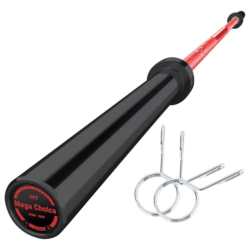 7FT Barbell Bar for Weightlifting & Power Lifting, Strength Training Bar Fits 2" Plates, 700lbs/1500lbs/500lbs Capacity, Bar for Home Gym, Squats, Curls, Snatch Clean Jerk - color: Red