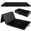 Goplus Gymnastics Mat, Folding Tumbling Mat with Carry Handles, Hook & Loop Fasteners, 4 Panels for Fitness Exercise Yoga Stretching Aerobics Workouts, Thick Gym Mats for Home - color: Black 2