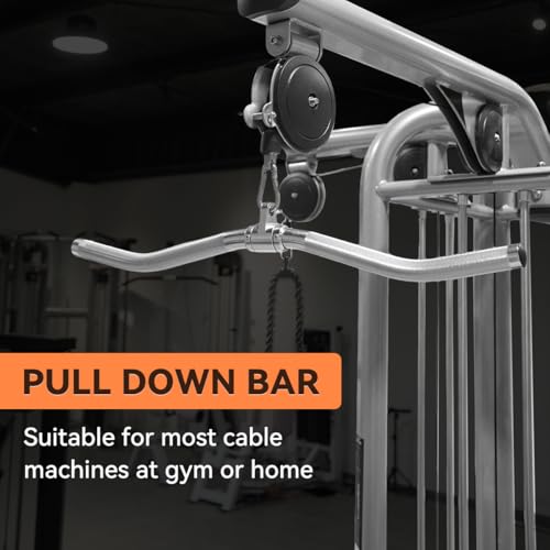 Lat Pulldown Attachments, Straight Bar Cable Attachments, Lat Pull Down Bar, Curl Pulldown Bar, Sturdy & Lightweight Aluminum, Non-Slip Grip, Full Rotation, Max Load 1000LBS - color: 30inch