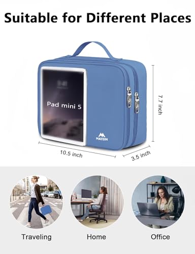 MATEIN Electronics Organizer, Cable Organizer Bag Electronic Accessories Case with Handle for Cable, Cord, Tablet, Charger, Phone, Double Layers Tech Case Travel Gifts for Men and Women, Blue - color: Blue, size: Medium