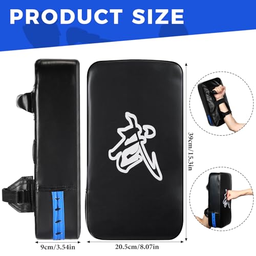 Poen 3 Pcs Taekwondo Kick Pads Muay Thai MMA Karate Sparring Gear Martial Arts Kickboxing Training Pads Punching Striking Target Equipment PU Leather Paddles Strike Curved Kick Shield - color: Black