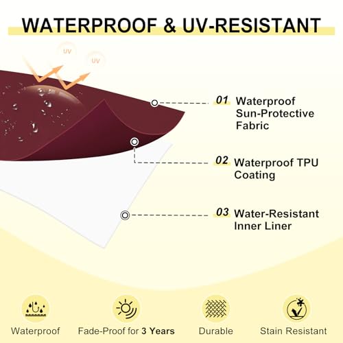 downluxe Outdoor Bench Cushion Waterproof, 59 x 18 Inch Patio Furniture Cushions with Adjustable Ties & Portable Handle, Porch Swing Cushions, Bench Cushions for Outdoor Furniture, Burgundy - color: Burgundy, size: 59x18x3 Inch