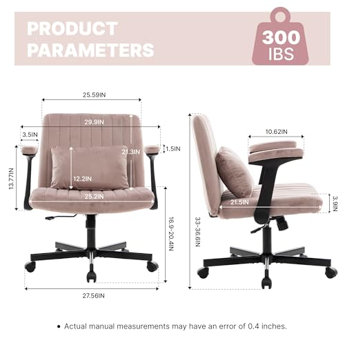 Ergonomic Cross Legged Chair with Wheels, 360 Swivel Meditation Chair, ADHD Chair, Criss Cross Desk Chair with Lumbar Support and Adjustable Stool, Wide Seat Cushion, Light Pink - color: Pink, size: Wide Seat