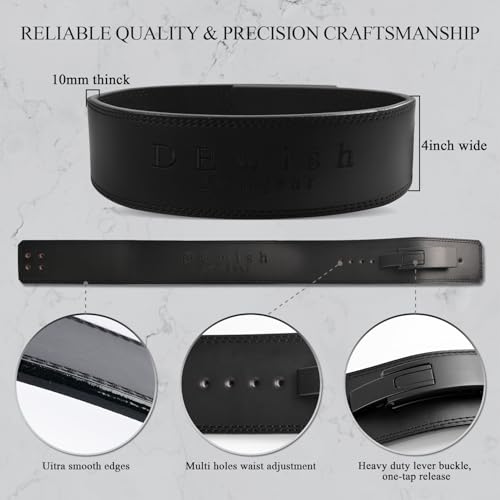 Weight Lifting Belt, 10mm Thick, 4-Inch Wide Heavy Duty Leather Lever Gym Belt, Ideal for Weightlifting, Squats, Deadlifts, Powerlifting, Cross Training and Weight Training - color: Black, size: XL(44"-48")
