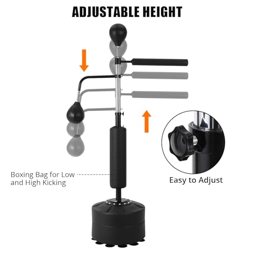 3-in-1 Freestanding Punching Bag Set, Boxing Bag Set with Adjustable Height, 2 Speed Balls & 360° Relax Bar, Complete Home Boxing Training System for Adults & Teens