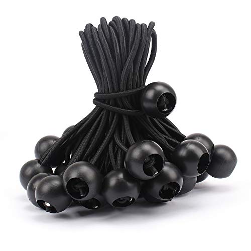 AOPRIE 30 Pcs Bungee Balls 6Inch Black Ball Bungees Heavy Duty Heavyweight 6 inch Tarp Bungee Cords, Weather Resistant Tie Down Strap 4mm Thickness - for Camping, Tents, Cargo, Holding Wire and Hoses - size: 6 In Balls