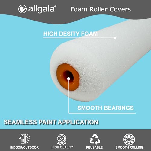 Allgala Foam Paint Roller, 24 Pack 4 inch Shedless High Density Foam Mini Paint Roller Cover for Trim Wall Funiture Doors Cabinets, Cupboards - size: 4" Foam (Pack of 24)