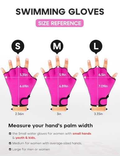FitsT4 Sports Aqua Gloves Webbed Paddle Swim Gloves Fitness Water Aerobics - color: Rose Red, size: Small