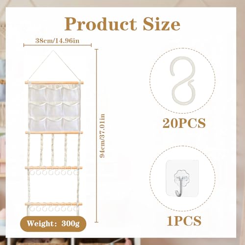 Hair Clip Holder Organizer Macrame Bow Organizer for Girls,Headband Holder Hair Accessories Storage Large Capacity Wall Hanging for Door Bedroom Wardrobe Home Decor (Beige A) (Beige B) - color: Beige B