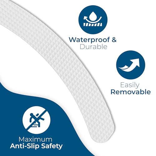 Anti-Slip Shower Stickers - Help Reduce Slipping in Bathtub & Shower, Clear Non-Slip Bath Strips, Strong Adhesive Bathtub Appliques Suitable for Homes with Kids, Adults & Seniors - 24 Pcs - Homergy - size: Curved