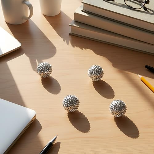 6 Pcs Magnetic Massage Ball for Adults Spiky Massage Ball for Hand Exercise, Pain Pressure and Stress Relief Gifts for Stocking Stuffers(Silver) - color: Silver
