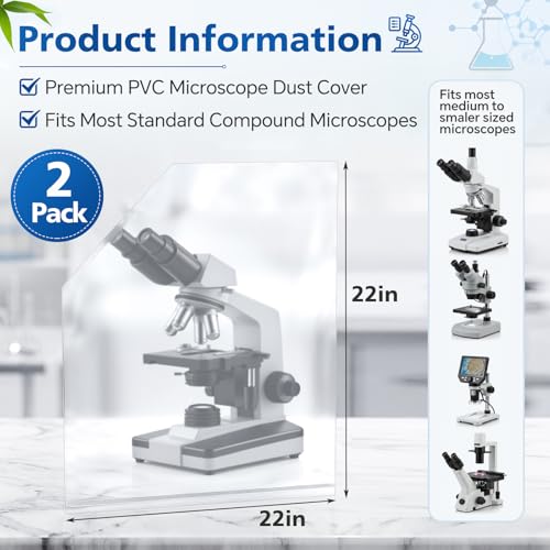 Wonderjune 2 Pack Thick Plastic Microscope Dust Cover, Full Sealed Waterproof Protective Case 22 x 13 x 21 in, Fit Full Size Standard Microscopes