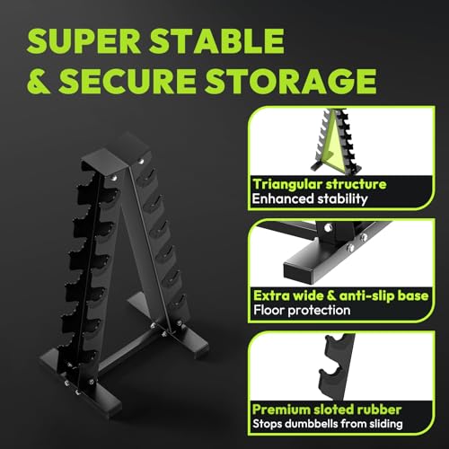HANDBODE A-Frame Dumbbell Rack | Ideal for home gym, space-saving triangular frame, heavy-duty steel, holds multiple dumbbells securely - color: 1 X 6-Tier A-Frame