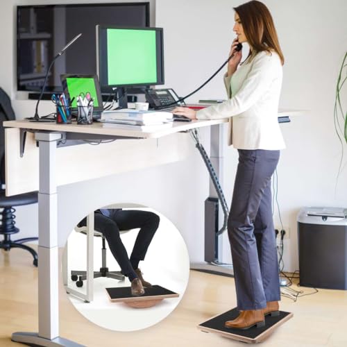 Wooden Wobble Board for Adults - Anti-Slip Balance Board for Stand-Desk Core Strength Therapy - color: Basics