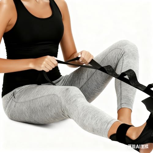 Foot and Calf Stretcher-Stretching Strap For Plantar Fasciitis, Foot Drop, Achilles Tendonitis & Hamstring Yoga Foot & Leg Stretch Strap