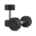 CAP Rubber Coated Dumbbell Weights, Free Weights for Home Gym Strength Training, Anti-Roll Hex Dumbbells with Black, Chrome & Comfort Grip Handles, Pairs & Sets - size: 20 lb - Pair, style: 12-Sided - Chrome Handle