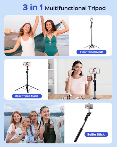 NEMOVA 68'' Auto Face Tracking Tripod for iPhone, 360° Rotation Phone Tripod with Wireless Remote and Phone Holder, Selfie Stick for Android, Applied to YouTube, Tiktok, Facetime | 360 Degree Rotation, AI Face Tracking, Gesture Control, Aluminum Alloy, Ph
