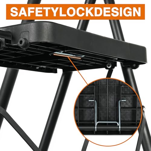 Arbusb Step Ladder, Folding Step Stool with Wide Anti-Slip Pedals, Sturdy Steel Ladder with Handrail, Space-Saving, Portable for Home & Adults, 5 Step Ladder - size: 5-step