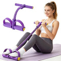 Pedal Resistance Band with Handle, 6-Tubes Tesistance Bands with Handles, Natural Rubber Foot Pedal Resistance Band, Multifunctional Exercise Bands for Abdomen, Waist, Leg, Arm - color: Purple