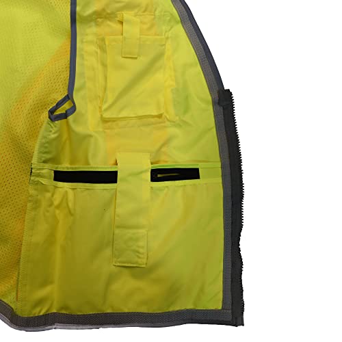 Radians SV55 Class 2 Heavy Woven Two Tone Engineer Vest with Padded Neck to Support Extra Weight in Cargo Pockets, Green, 3X-Large. - color: Green, size: 3X-Large