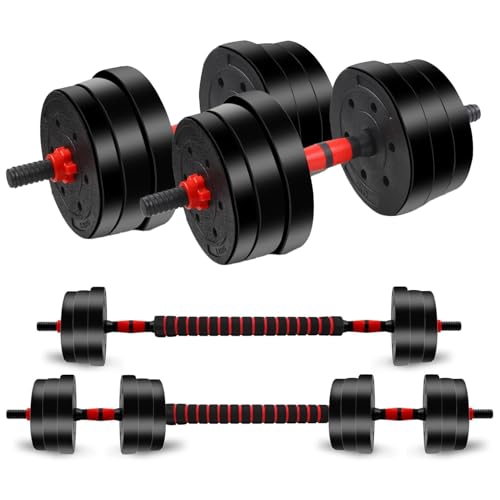 Adjustable Dumbbell Set, 5-44 lbs Free Weight Set with Connector, Convertible Dumbbell, Barbell, Push-up, Home Gym Fitness Weight for Men Women - color: Black-44POUNDS