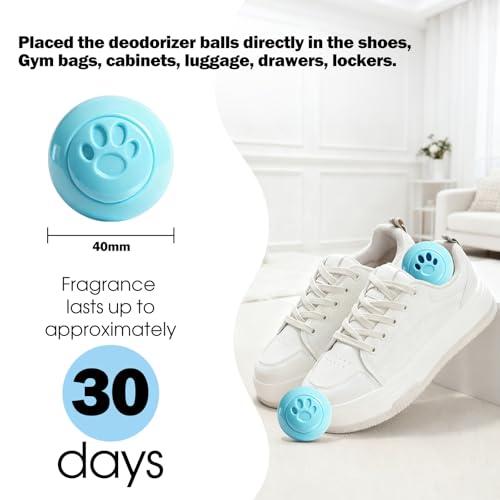 SCENTORINI Shoe Deodorizer Balls, 8 Pack Baby Powder Scent Sneaker Deodorizer Balls, Odor Eliminator for Smell Shoes Boots, Long Lasting Shoe Freshener for Gym Bags, Drawers and Small Spaces