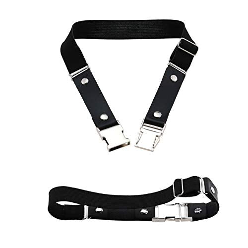 Adjustable Elastice 2 Rows Leather Leg Harness Garter Belt Punk Gothic Thigh Ring Garter - color: Black With Alloy Buckle