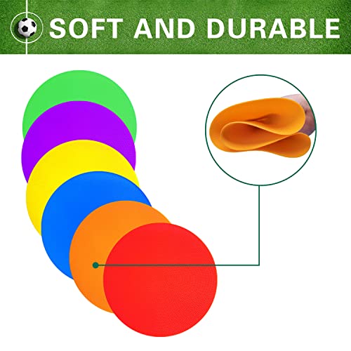 Poly Spot Markers 4.73 inch/10 inch 12 Pcs Non-Slip Rubber Agility Training Markers Floor Dots Flat Field Cones for Football, Soccer, Basketball, School Exercise Drills, Dance Practice - style: 10 inch 12 Pcs(6 Colors)