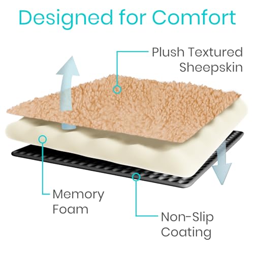 Vive Mobility Knee Walker Pad Cover - Plush Synthetic Faux Sheepskin Scooter Cushion - Accessory for Knee Roller - Leg Cart Improves Comfort During Injury (Off-White) - color: Off-white