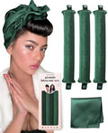 Grande Heatless Curls Overnight Rods No Heat Hair Curlers to Sleep in, Jumbo Foam Large Hair Rollers for Long Hair Blowout Look, Heatless Flexible Curling Rod Set with Satin Wrap for Sleeping - color: Emerald Green