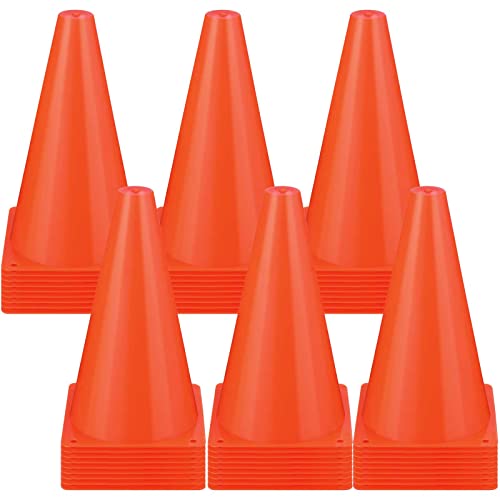 Hoteam 30 Pieces 9 Inch Traffic Cones Plastic Sport Agility Training Safety Cones Soccer Practice Equipment for Basketball Football Drills Exercise, Outdoor Activity and Events - color: Orange