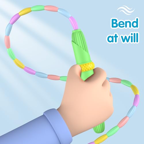 Beaded Jump Rope 1 Pack/2 Pack, ACEONE Segmented Skipping Rope for Kids Adults, Adjustable Tangle-Free Toddler Jumping Rope for Fitness Exercise Training - color: Green+Blue