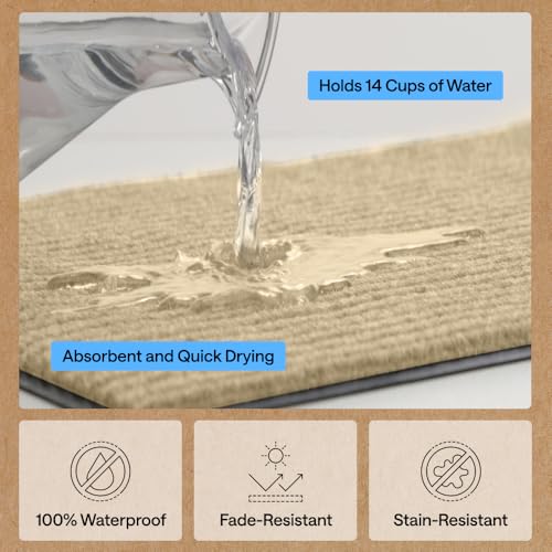 GORILLA GRIP Waterproof Traffic Guard Door Mat, 72x48, Indoor Outdoor Heavy Duty Entryway Mats, Strong Backing Commercial Utility Rugs for Office, Hallway, Garage, Patio, Low Profile Runner Rug, Beige - color: Beige, size: 72" X 48"