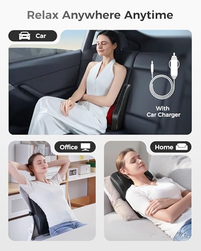 Boriwat Back Massager with Heat, 3D Kneading Massage Pillow for Back, Neck, Shoulder, Leg Pain Relief Deep Tissue, Gifts for Women Men Mom Dad - style: Black