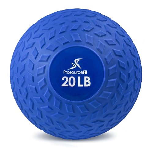 ProsourceFit Slam Medicine Balls 5, 10, 15, 20, 25, 30, 50lbs Smooth and Tread Textured Grip Dead Weight Balls for Strength and Conditioning Exercises, Cardio and Core Workouts - color: Blue, size: 20 LB