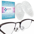 GMS Optical Push in Silicone Nose Pads for Glasses | 17mm Large, 8.2mm Wide Width | Non Slip Nose Grips, Eyeglass Accessories for Glasses & Sunglasses, Provides Comfort & Stability (5 Pairs, Clear) - size: (L)17mm - 5 Pairs