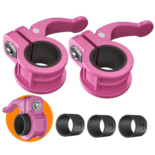 Mini Barbell Clips 1 inch I Multi-Size Adjustable Barbell Collar I 1 inch Barbell ClampsIQuick Release Weight Clips Pair of Locking for Dumbbell Bar - color: Pink