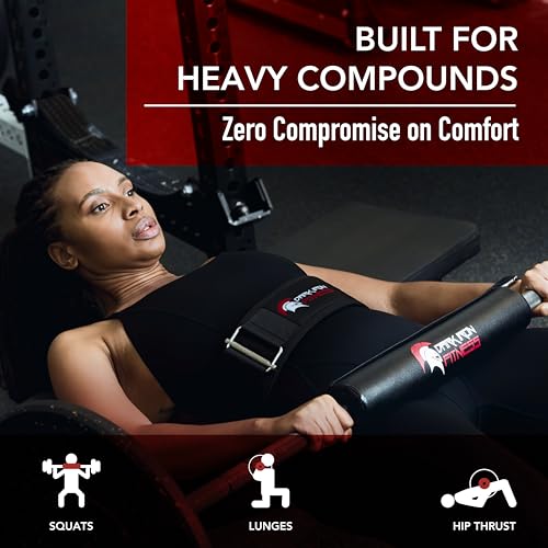 Dark Iron Fitness Barbell Pad w/Extra Thick Foam Padding, Non-Slip Hook and Loop Closure for Olympic Bars Weight Training Shoulder & Neck Protection Support, for Squats Hip Thrusts Lunges - color: All Black