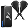 Poen 3 Pcs Taekwondo Kick Pads Muay Thai MMA Karate Sparring Gear Martial Arts Kickboxing Training Pads Punching Striking Target Equipment PU Leather Paddles Strike Curved Kick Shield - color: Black