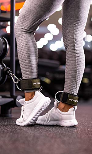 Fitgriff® Ankle Straps V2 for Cable Machine (2 Pieces) - Gym Workout Equipment - Leg Pulley Attachment, Kickback Straps - color: Army Green