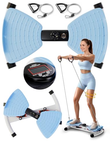 Waist Twister Machine Exercise, Ab Twist Board with Smart LED Digital Counter, Supports 300 lbs, Noiseless, Anti-Slip, Compact Portable for Home Gym Workout Equipment - color: Blue