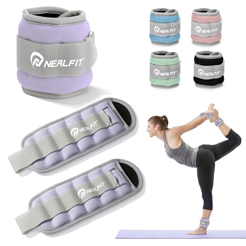 NEALFIT Ankle Wrist Weights, Adjustable Arm Leg Weights for Women Men, Secure Fit Non-Slip Exercise Weights for Home Workout, Running, Walking, Aerobics, Physical Therapy - color: Lilac Purple, size: 4Lbs Pair (2lb x 2)