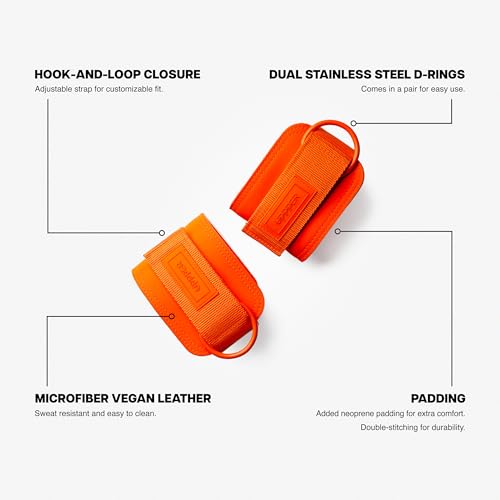 UPPPER Ankle Straps for Cable Machines (Pair) – Adjustable Padded Gym Cable Cuff Attachment, Double D-Ring, Premium Quality – Ideal for Kickbacks, Glute Workouts & Leg Exercises for Women & Men - color: Neon Orange