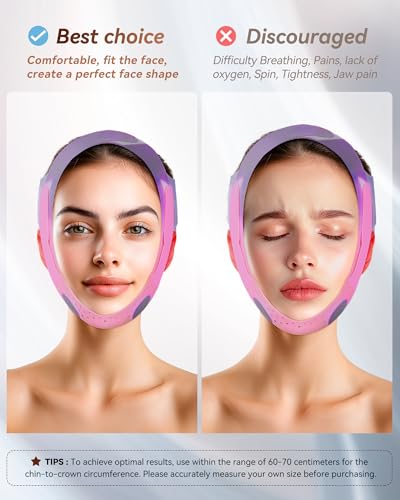V-Line Sculpting Face Mask – Silicone Chin Strap for Jawline Tightening & Double Chin Reduction (23-27 Inches) (Rose purple) - color: Rose purple