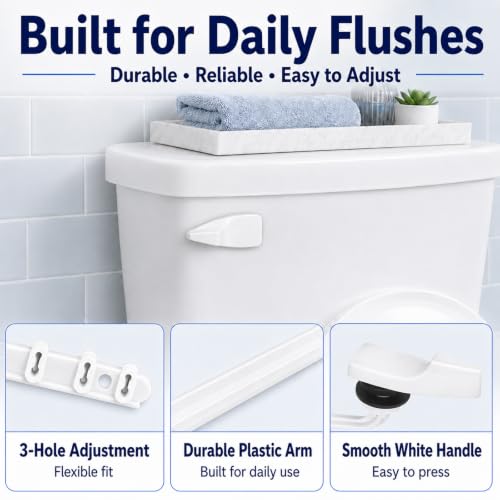 Lydia's Deal Toilet Handle Replacement Kit, Universal Front Mount Toilet Tank Flush Lever Replacement Handle, Toilet Tank Trip Lever, Easy to Install, Toilet Repair Kit, White Plastic - color: White Plastic